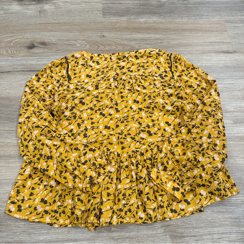 Anthropologie Maeve Mustard Floral Blouse - Picture 5 of 8